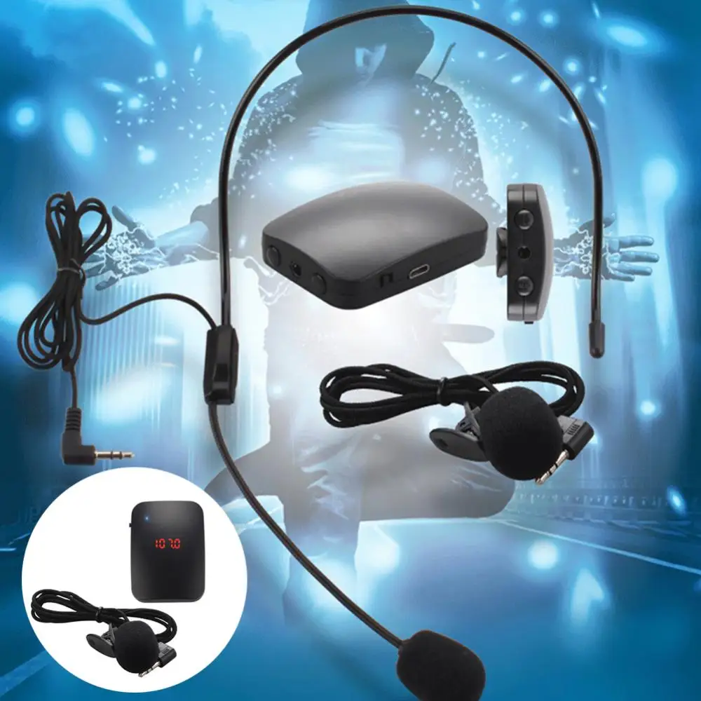 Mic Wireless Microphone FM Radio Transmitter Headset Collar Guide Clip