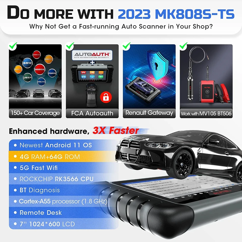 Autel-自動車診断ツールmaxicom MK808S-TS OBD2,高品質のスキャナー