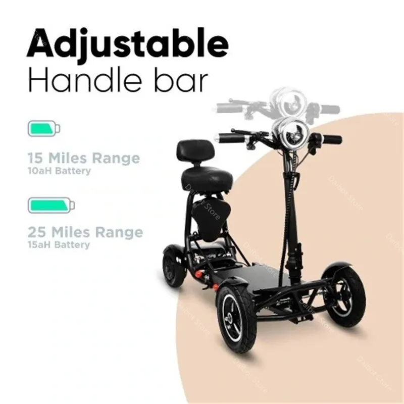 EU Stock Adult Electric Scooter Foldable Two Seater For Elderly Disabled Dual Motor 500W Mobility Scooter 4 Wheels With Basket