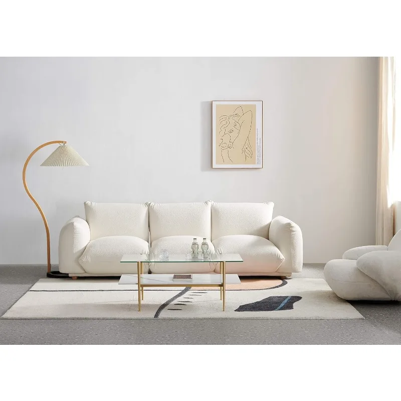 Tadio Glass Coffee Table, Double Layer Glass Coffee Table for Living Space,  Ultra Clear Glass Top,L41"x W21"x L17" 4