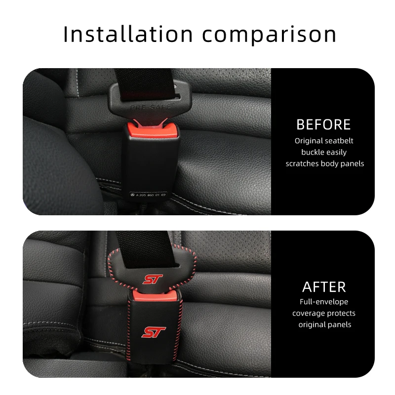 Car Seat Belt Clip Protector Seatbelt Buckle Lock Cover For Ford ST Racing Performance Focus Mk2 Mk3 Fiesta Ranger