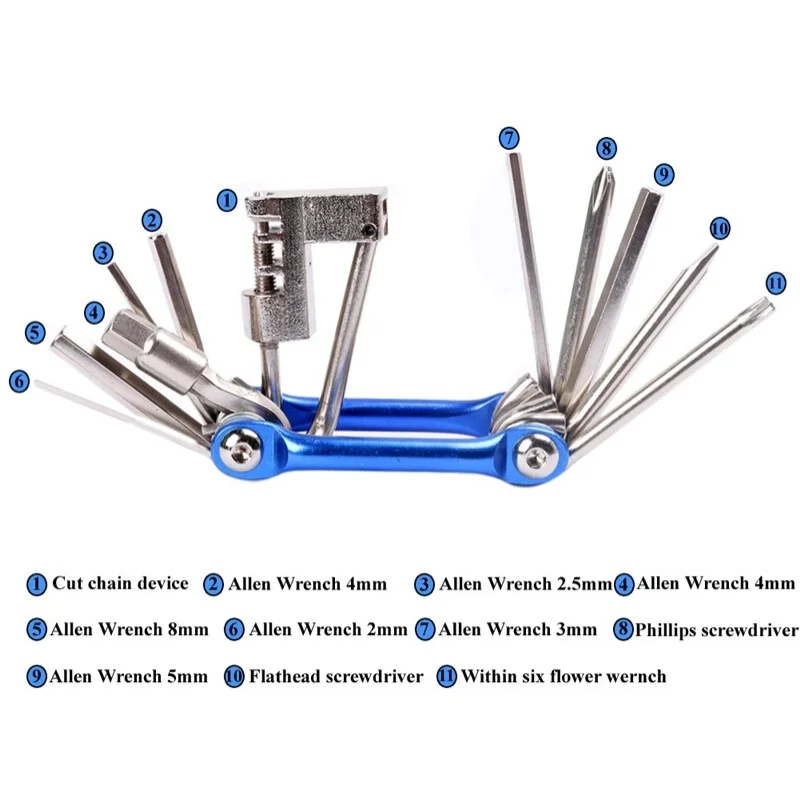 WEST BIKING 11 in 1 Bicycle Repair Tool Multifunction Bicycle Repair Set MTB Road Bike Repair Tools Kit Wrench Screwdriver