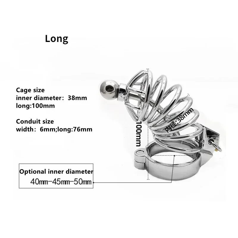 Metal Chastity Cage Sissy 304 Stainless Steel Penis Lock Cock Ring Wiht Urethral Catheter Bondage Chastity Belt Sex Toy for Men