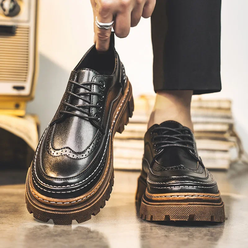 Male Leather Shoes Office Formal British Style Wedding Casual for Men leather shoes