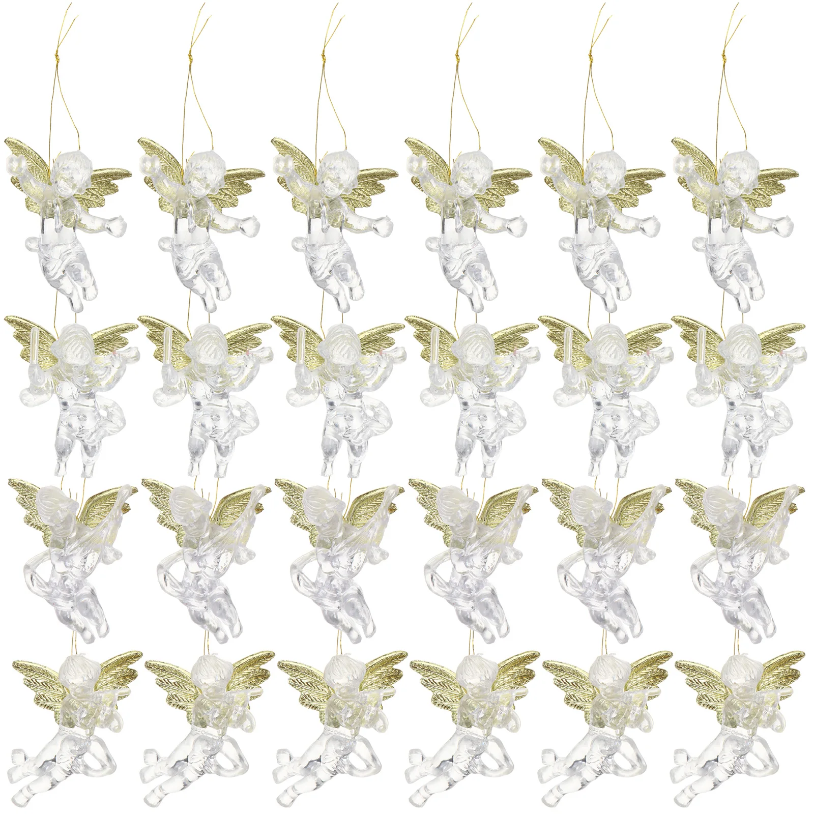 

24Pcs Transparent Angel Pendant Christmas Hanging Decor Creative New Cherub Christmas Tree Ornaments Supplies Home Party Decor