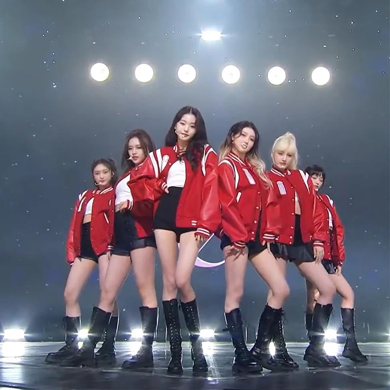 K-pop New Clothes Women Concert Single-breasted Red Jackets Coat Outfits Stage Costume Rave Wear Black Slim Shorts Dancer Outfit korean kpop jazz dance women black crop tops two piece dancewear concert outfits street wear patchwork denim skirt stage costume