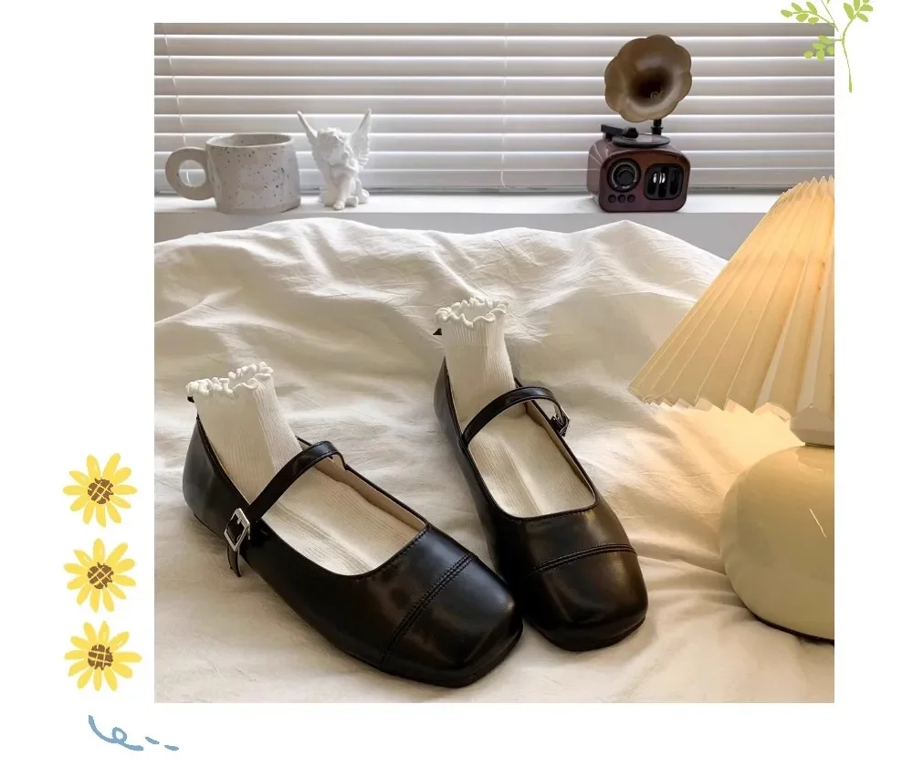 2023 Mädchen-Lederschuhe für Kinder, weiches Kind, Mary Janes, quadratische Zehen, bequem, rutschfest, modisch, Prinzessin, Kinder-Wohnungen, 26–37 Neu – Detail 5