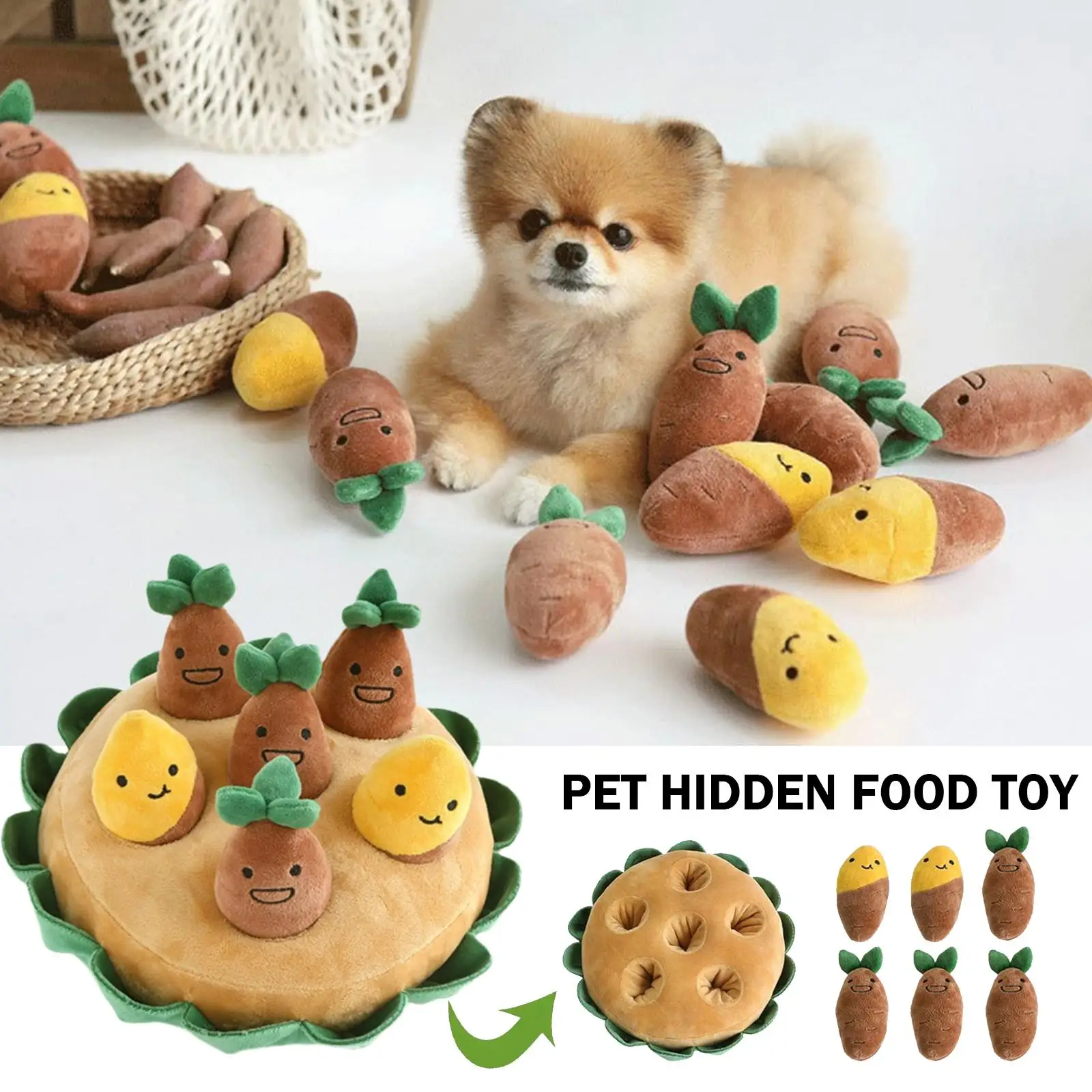 Ins Dog Toys Pull Sweet Potato Sweet Potato Sets Pet Toys Squeaky Pet  Hidden Food Toys Interactive Dog Toy Dog Chew Toys 