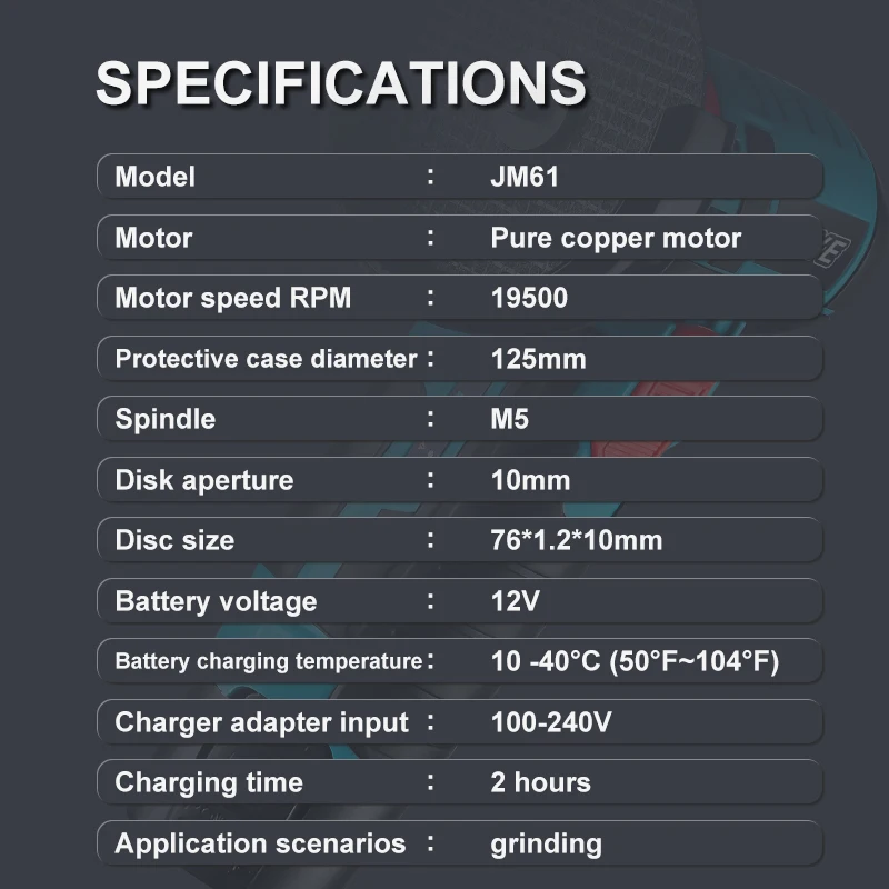 VAYE Mini Angle Grinder 12V Cordless Polishing Machine Cutting Portable Polisher Saw Blade Home DIY Power Tool
