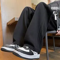 Men's Straight Leg Sweatpants Autumn Winter Heavyweight Casual Loose Sporty American Style High Waist No Belt Long Pants