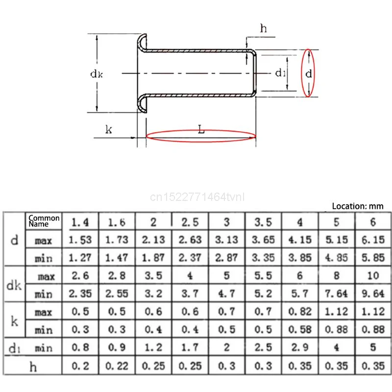 M0.9 M1.3 M1.5 M2 M2.5 M3 M4 Tubular Rivets Double-sided Circuit Board PCB Nails Copper Hollow Rivet Nuts GB876