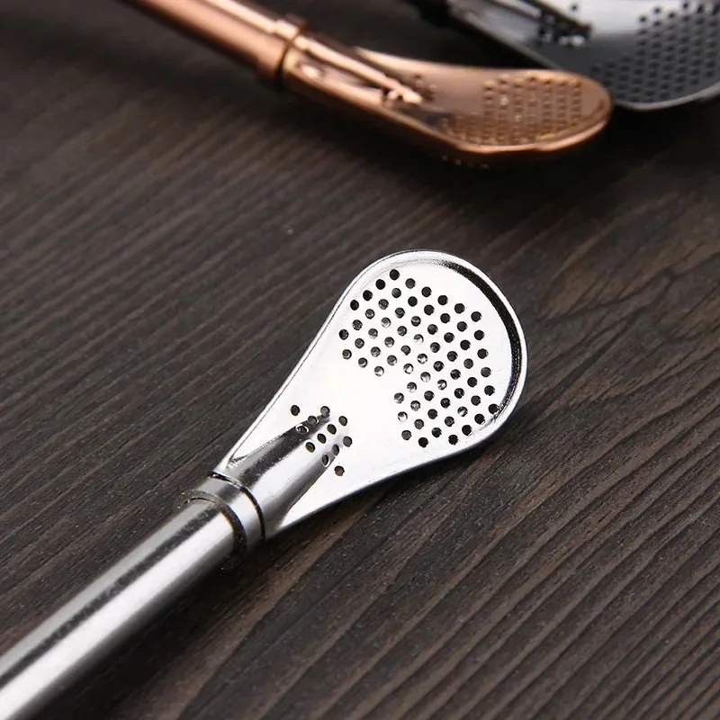 Eco-Friendly Reusable Stainless Steel Straw Spoon with Built-In Filter
