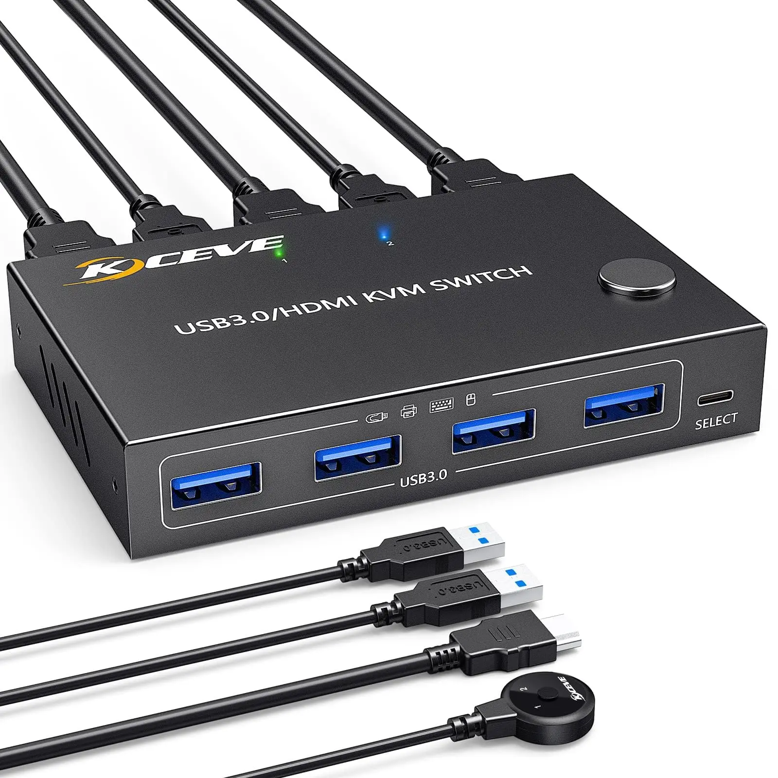 

HDMI KVM Switcher 2 Ports, USB3.0 Switcher 2 Input 1 Output HDMI Switcher 4 USB 3.0 Ports Keyboard, Mouse Support EDID Function