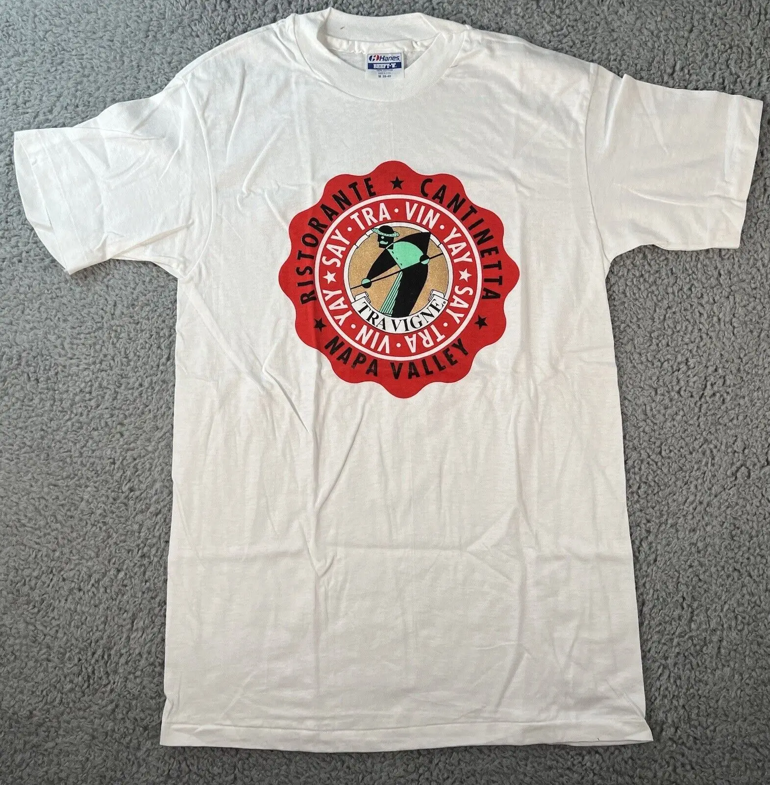 Maglietta Vintage Napa Valley Mens Medium White Ristorante Cantinetta Red Logo Tra Maniche Lunghe O Corte