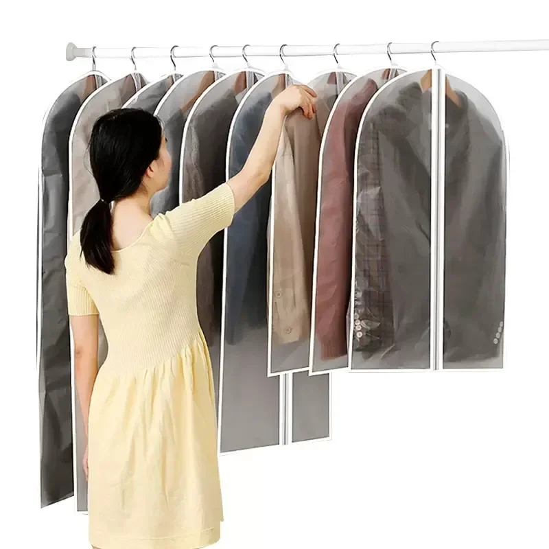 Description Picture 3 of item1/3/5/10PCS Washable Clothes Hanging Dust Cover Wedding Dress Cover Suit Coat Storage Bag Wardrobe Hanging Clothing Organizers
