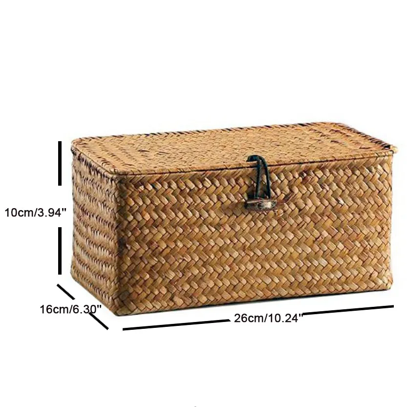Wicker Storage Basket Woven Rattan Storage Laundry Basket With Lid 6