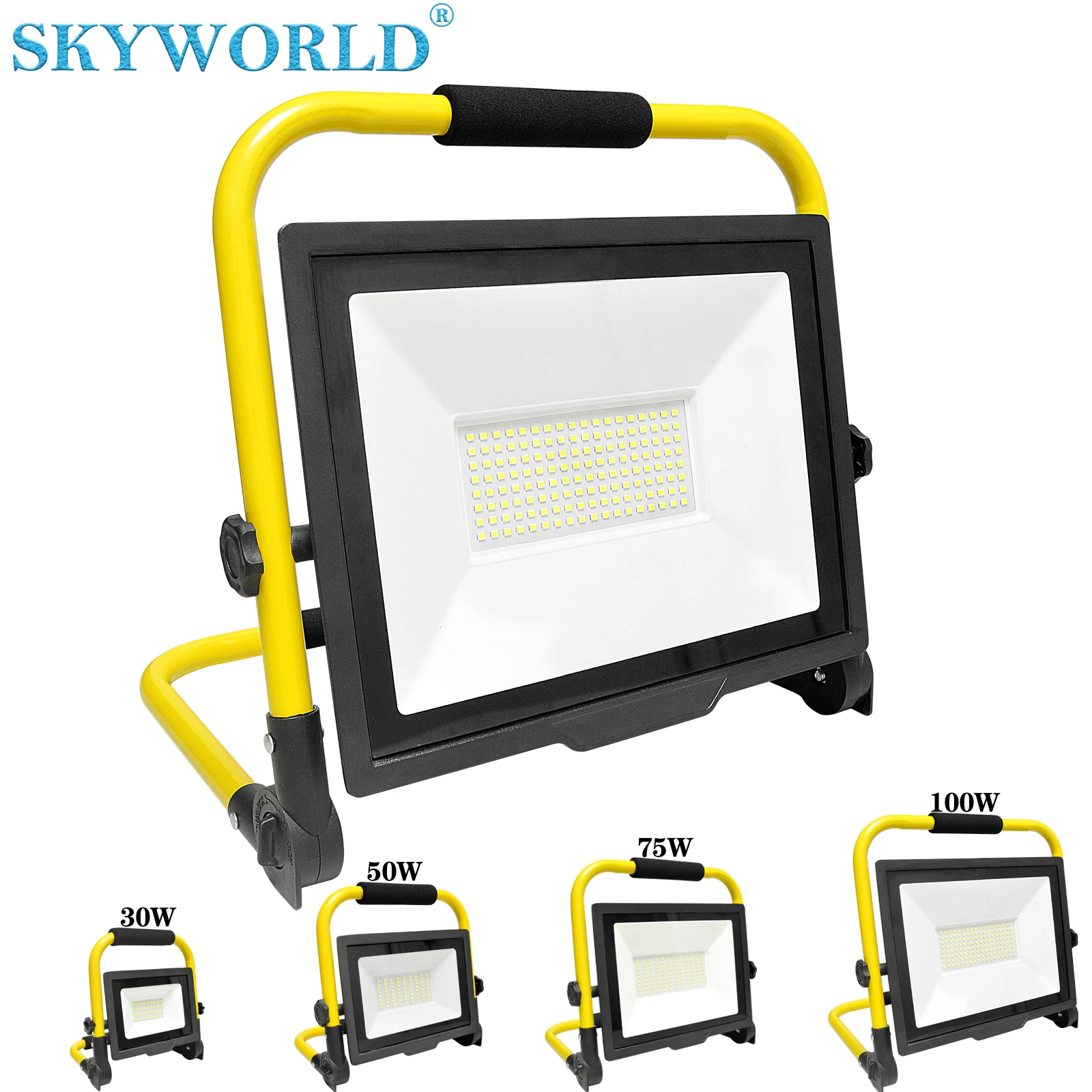 30-200W Portable LED Work Light 6000K LED Flood Lights 3M 10FT Cord With Plug Adjustable Portable Floodlight 110V 220V led flood light work lamp