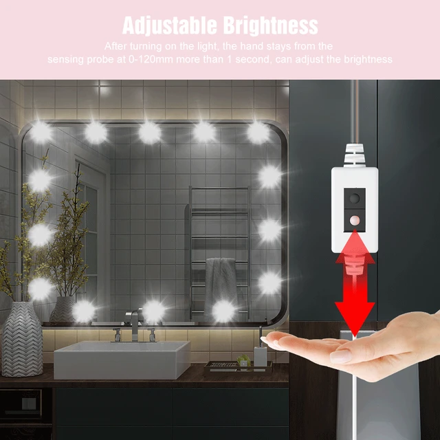 Kit de Lumière de Miroir - lampe pour miroir cosmétique lampe de coiffeuse  table 10 ampoules LED lampe de coiffeuse-ROE
