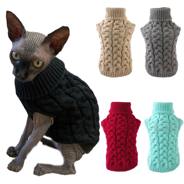 Winter Warm Sphynx Cat Clothes Puppy Kitten Knitted Sweater Hoodies For  Sphinx Small Dog Cats Clothing Chihuahua Pug Costumes - AliExpress