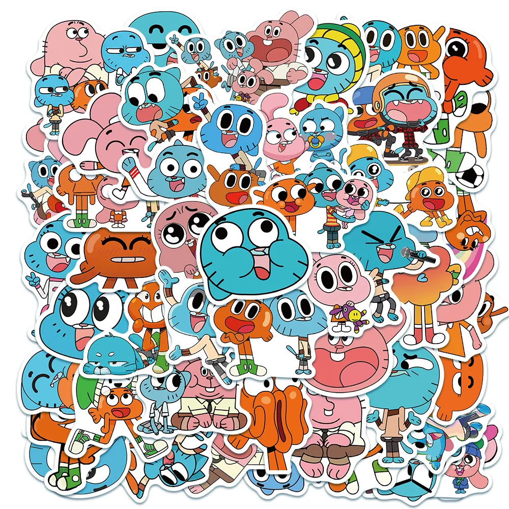 50 قطعة لطيف عالم غامبول المذهل ملصقات Harajuku فتاة Skateboard بها بنفسك سكيت دراجة نارية حقيبة ديكور الهاتف المحمول الشارات