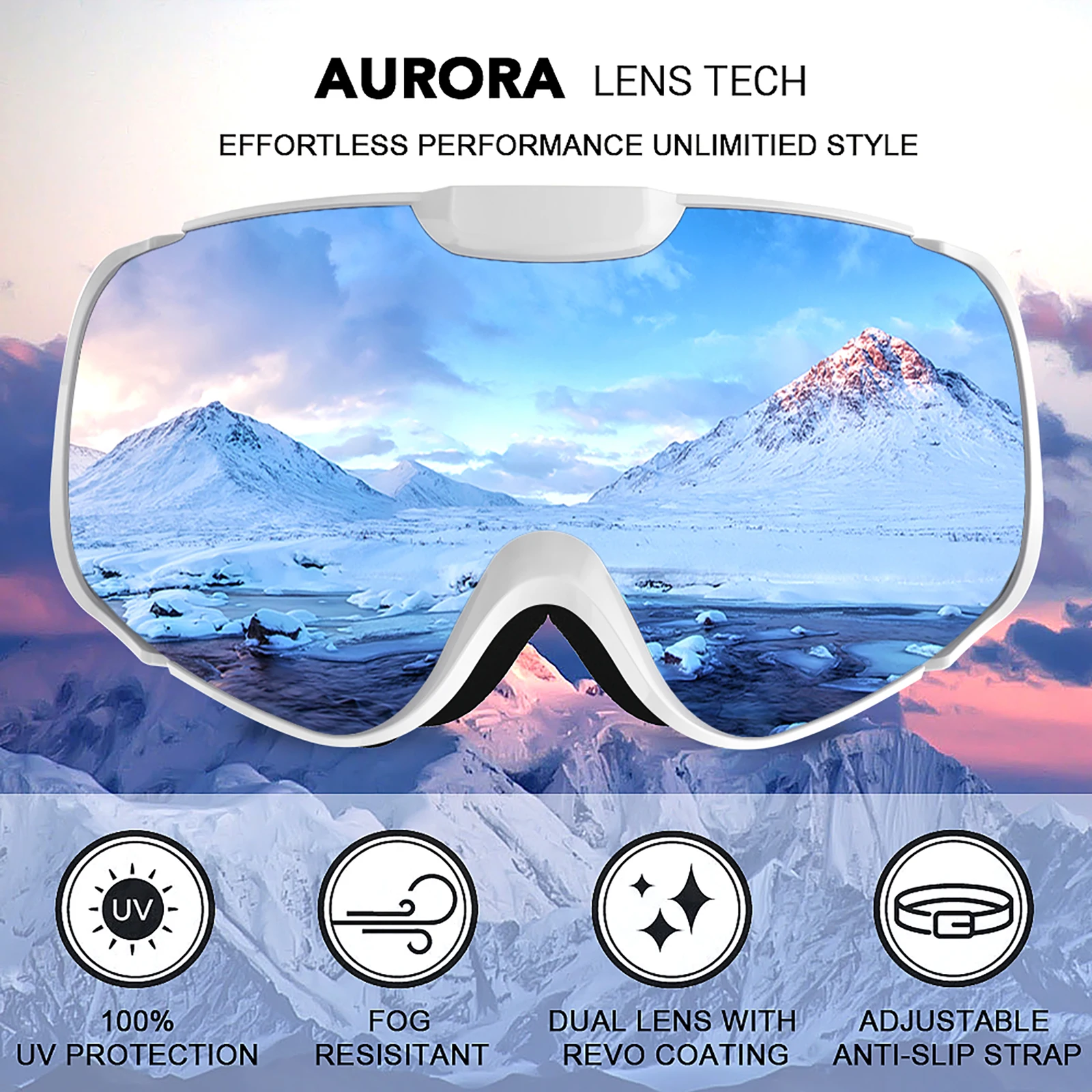 MAXJULI Ski Goggles,OTG Anti-Fog Winter Sport Snowboard Skate Snowmoblie Double Layer Spherical Lens Snow Goggles Men Women M4 2