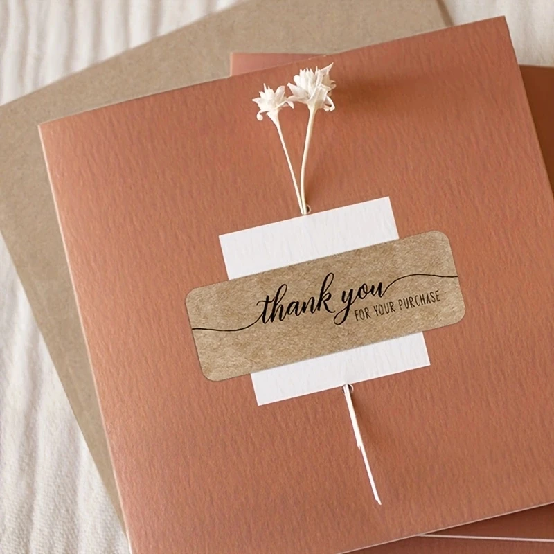 Kraft Paper Thank You Stickers for Gift Packaging and Business Labels - 120pcs Roll