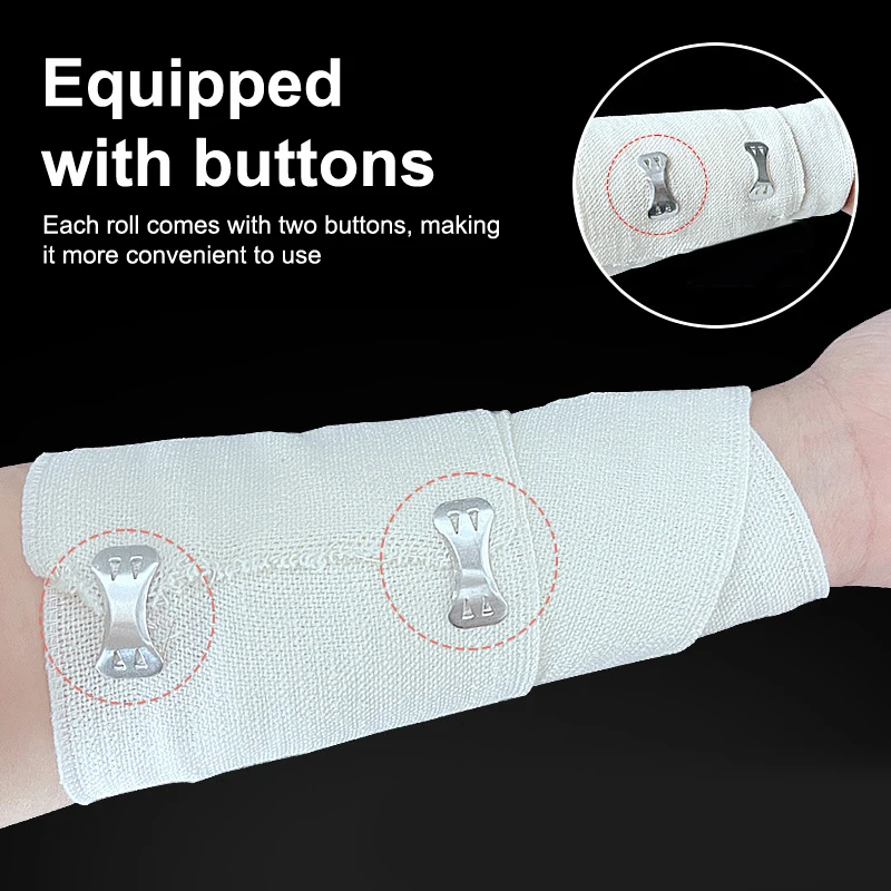 1Roll Elastic Compression Bandage Wrap With Hooks,Athletic Sport Support Tape For Ankle,Wrist,Arm,Leg Wound First Aid Measure