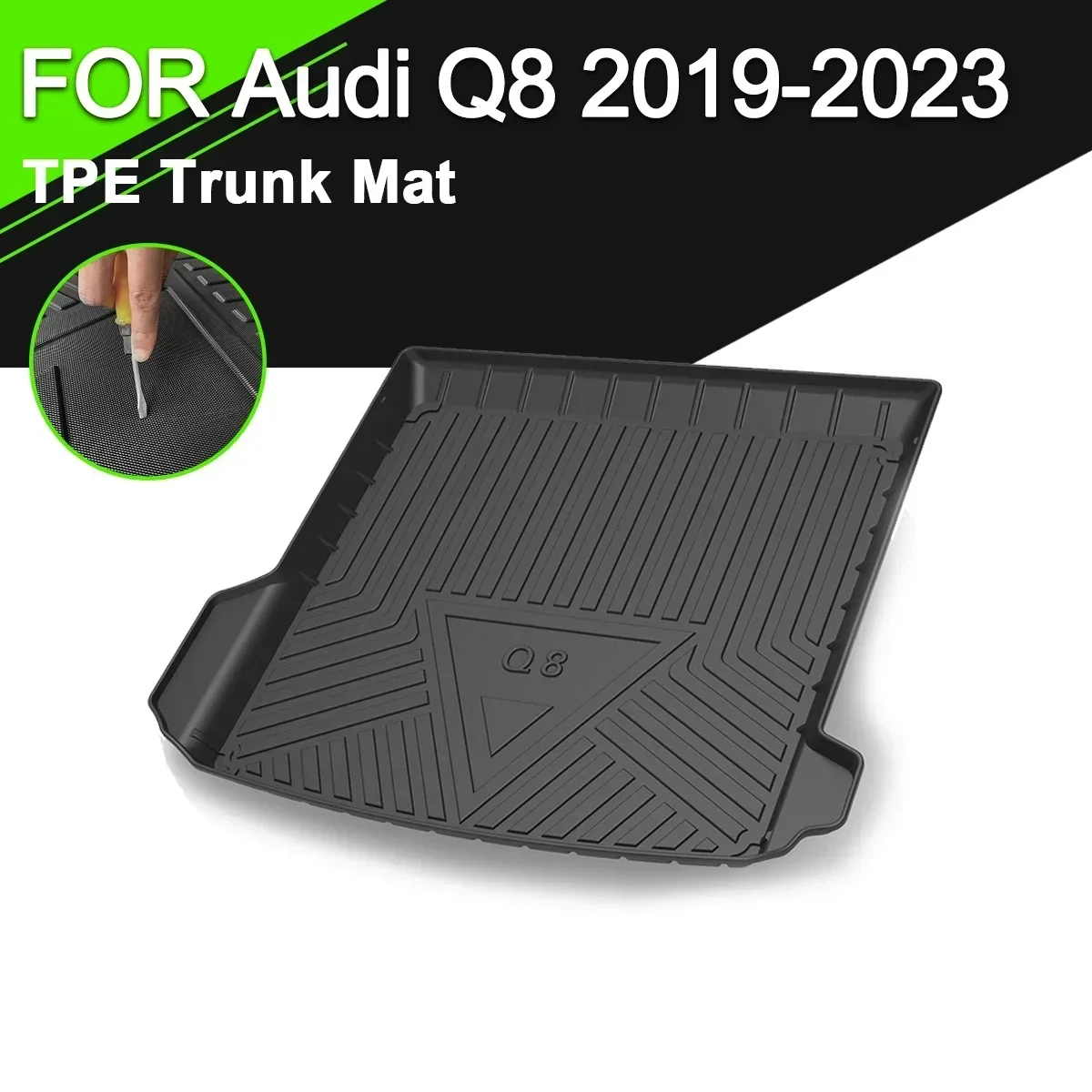 

Коврик для багажника автомобиля Audi Q8 2019-2023, ТПЭ, водонепроницаемый нескользящий резиновый подкладка для груза, аксессуары