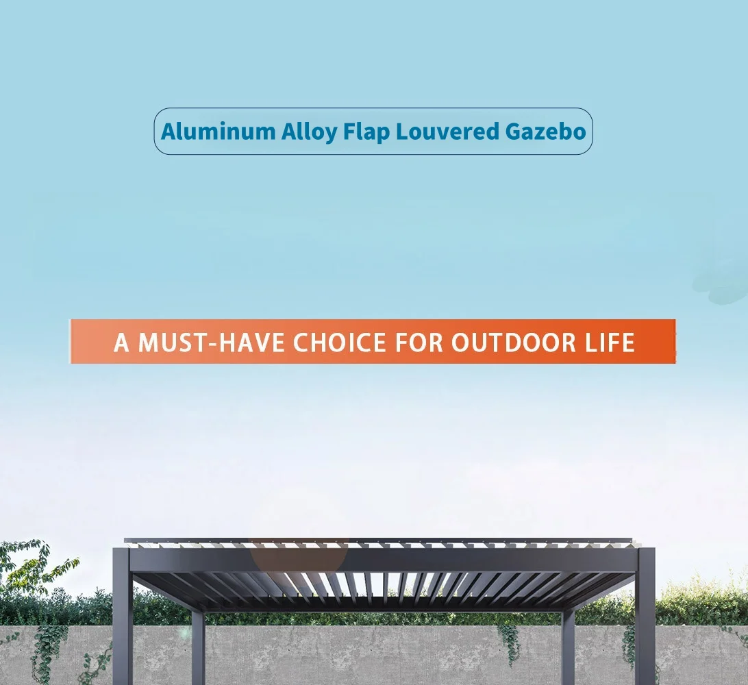 Description Picture 2 of itemOutdoor Garden Villa Roof Yard Electric Adjustable Louver Sun Protection System Gazebo Bioclimatic Louvered Aluminum Pergola