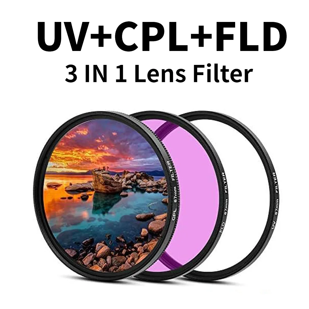 49MM 52MM 55MM 58MM 62MM 67MM 72MM 77MM 82MM UV+CPL+FLD 3 in 1 Lens Filter Set with Bag for Cannon Nikon Sony Pentax Camera Lens 1 49MM 52MM 55MM 58MM 62MM 67MM 72MM 77MM 82MM UV+CPL+FLD 3 in 1 Lens Filter Set with Bag for Cannon Nikon Sony Pentax Camera Lens 1