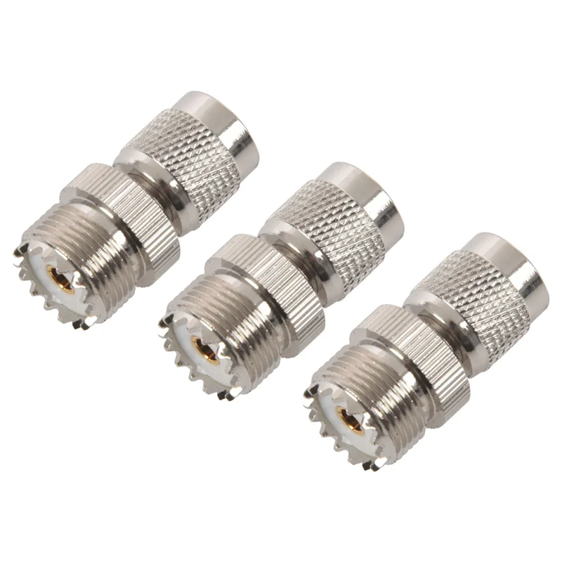 

3X TNC Male to PL259 UHF Female Adapter Connector Silver