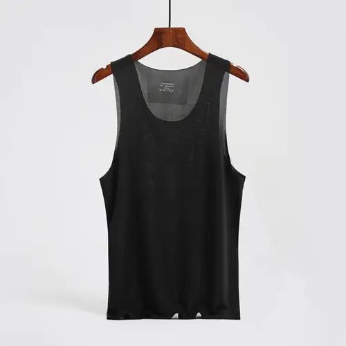 Ice Silk Mens Solid Color Tank Tops Sexy U Neck Sleeveless Vests Male Seamless Youth Elastic Fitness Casual Undershirt Singlets - Image 8