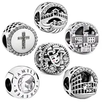 Hot Sale with Smiling Face, Cross, Love, Letters Family Forever Charm Bead Fit Original Silver 925 Necklace Bracelet DIY Jewelry 1