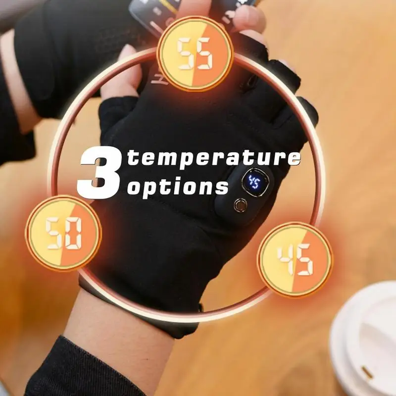 Heated Gloves 2000mAh rechargeable battery  3 Temperature Settings Working Fingerless Mittens Smart wireless Glove Hand Warmers 6