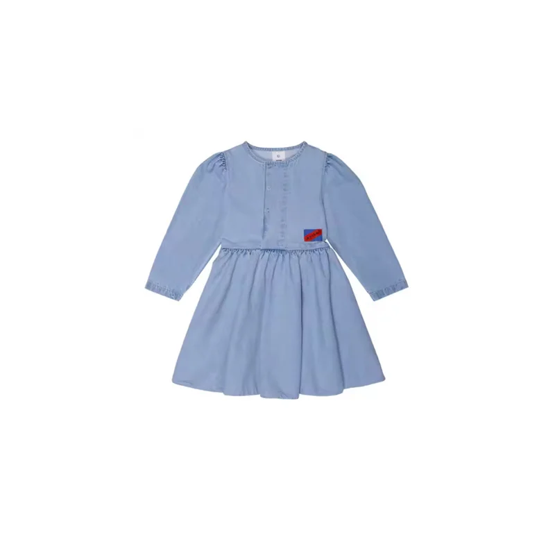 aw24 wyn kids dress for girls striped print long sleeve casual Dresses Sisters Denim Dress Clothes