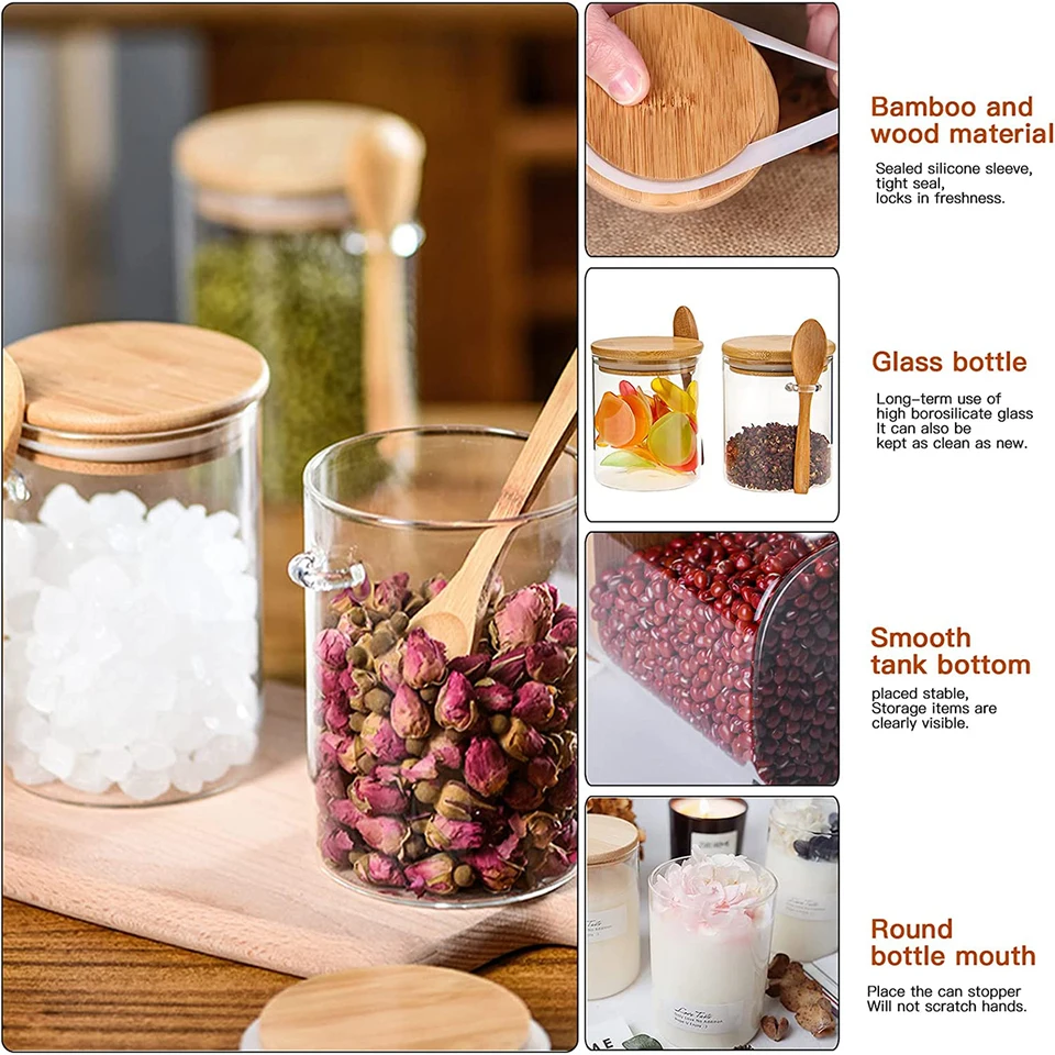 Barattoli Vetro Con Coperchio 540ML - Ermetici, Con Cucchiaio, Ideali Per Dispensa, Spezie, Caffè, Noci - Foto 6