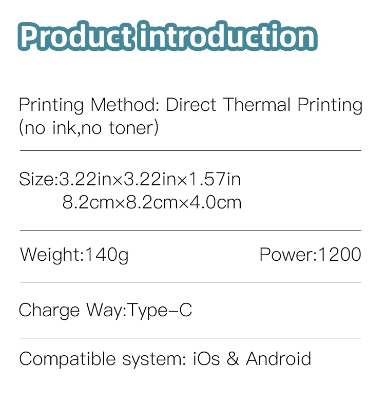 DOLEWA Mini-Drucker, tragbarer Drucker, Thermodruck-Aufkleber, kabelloser tintenloser Taschendrucker, selbstklebendes Etikett, 1200 mAh – Detail 8