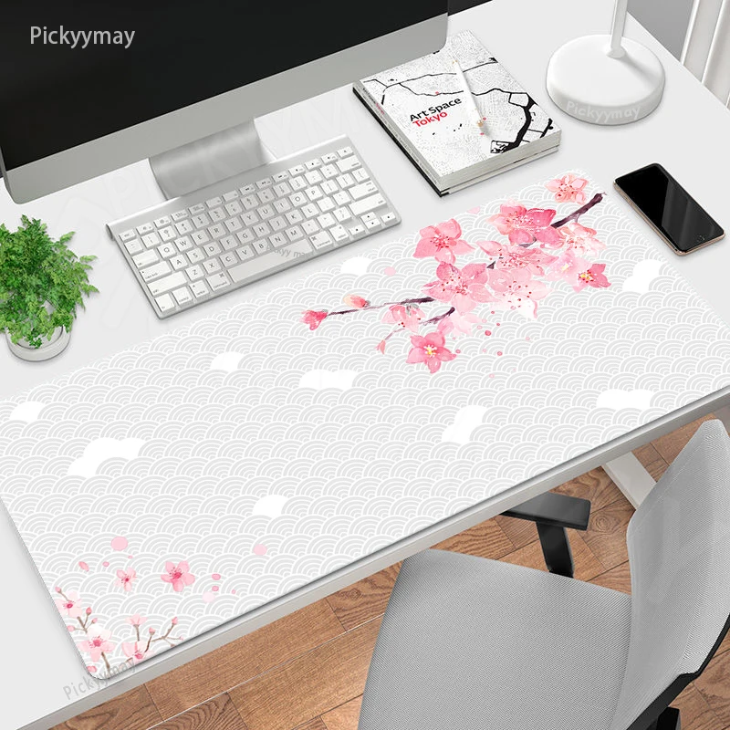 Large Sakura Gaming Mouse Pad Cherry Blossom Office Desk Mat_voghion.com