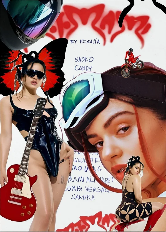 Póster de portada de álbum de música de cantante de hip hop Rosalía, pintura en lienzo, arte de pared, impresiones, imagen para cafetería, bar, habitación, decoración del hogar, regalos para fanáticos
