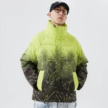 

Winter New Gradient Inkjet Graffiti Print Stand Collar Warm Down Jacket
