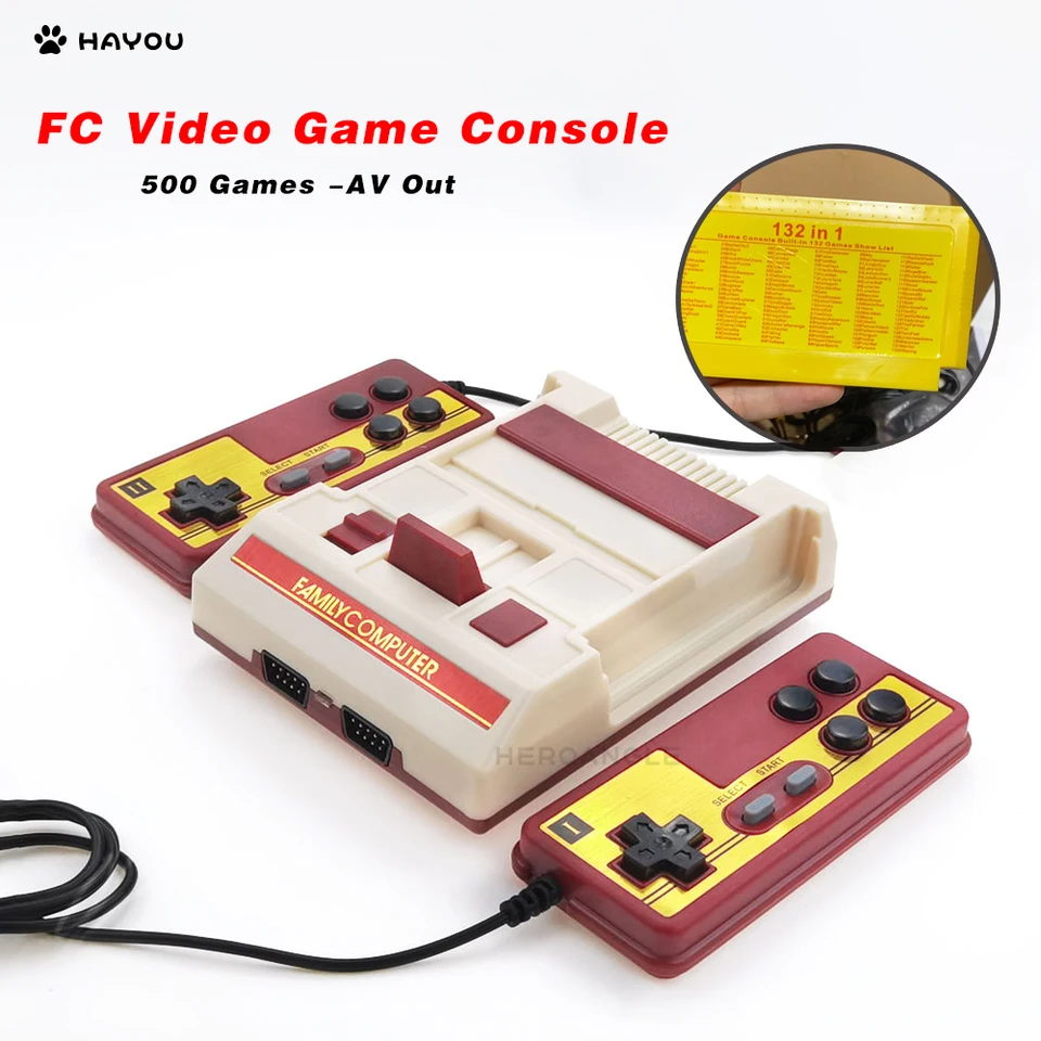 FC レトロビデオゲームコンソール AV 出力 FC-コンパクト 500