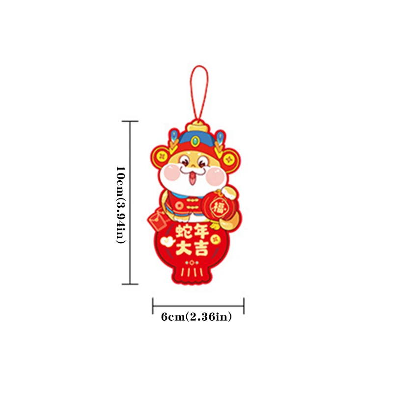 New Year Greeting Cards Cartoon Snake Blessing Pendant Gift Card Red Hanging Tags 2025 CNY Spring Festival Home Party Decor