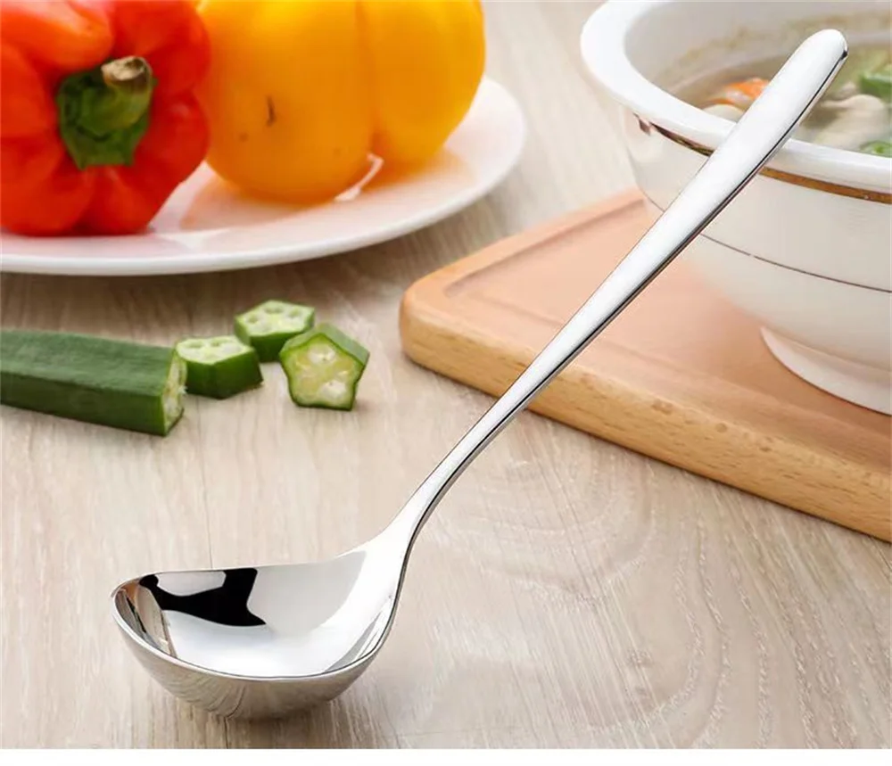 Description Picture 5 of itemFeel Comfortable Small Spoon Household Stainless Steel Ladle Tableware Thickened Material Round Spoon Long Handle Porridge Spoon