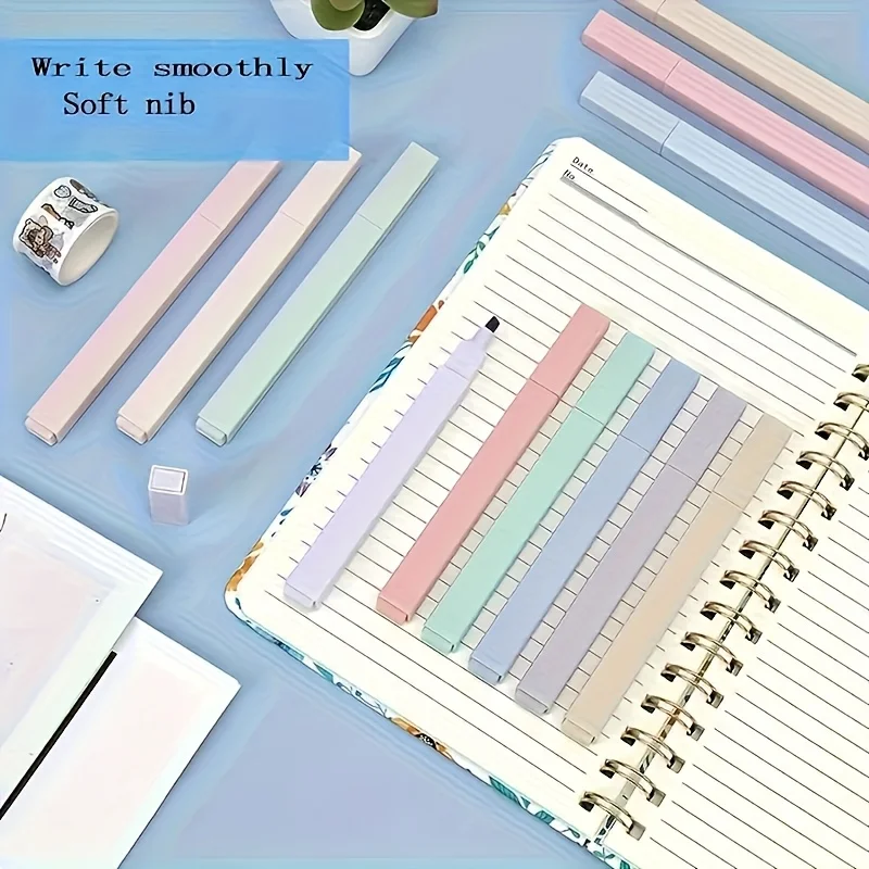 Highlighters Cute Pastel Pens 12 Colors Bible Pens No Bleed With Soft Tip Aesthetics Markers Kawaii Stationary For Students