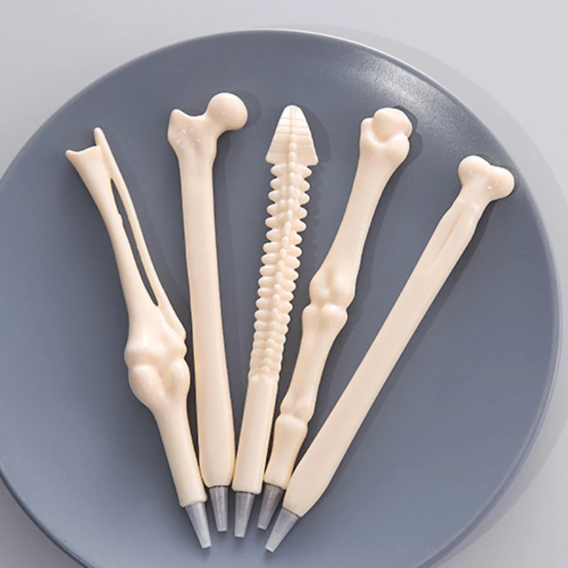Ballpoint Pens 100 Pcs Black Blue Ink Creative Personality Bone Pens Exotic Stationery Funny Bone Pens