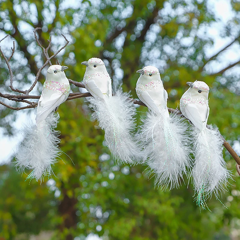 

1/12Pcs Decorative Bird Artificial White Doves Foam Feather Wedding Ornament Xmas Home Crafts Table Decor Bird Photo Props