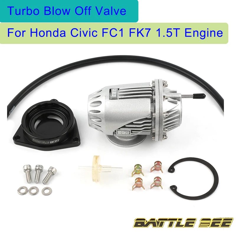 

Black Silver SQV 4 Turbo Blow Off Valve for Honda Civic FC1 FK7 1.5T Engine SSQV BOV Aluminum Pull-Type With Adapter Base