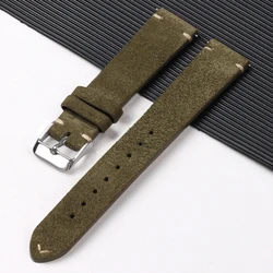 Elegant Suede Leather Watch Strap with Quick Release Mechanism - 22mm (Green)