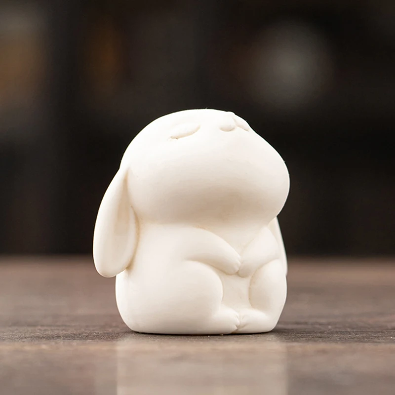 Pure White Rabbit Small Tea Pet Ceramic Fine Workmanship Animal Tea Pet Beautiful Decorative Handmade Crocodile Figurine tea pet ornaments