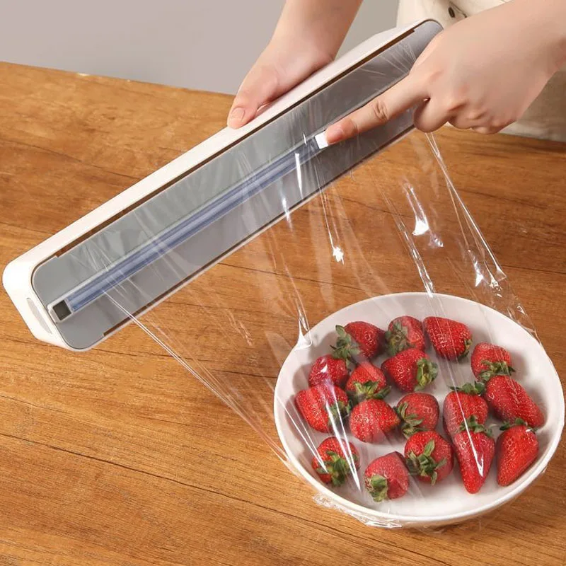 2In1PlasticWrapDispenserClingFilmDispenserCutterSaranWrapDispenserAluminumFoil